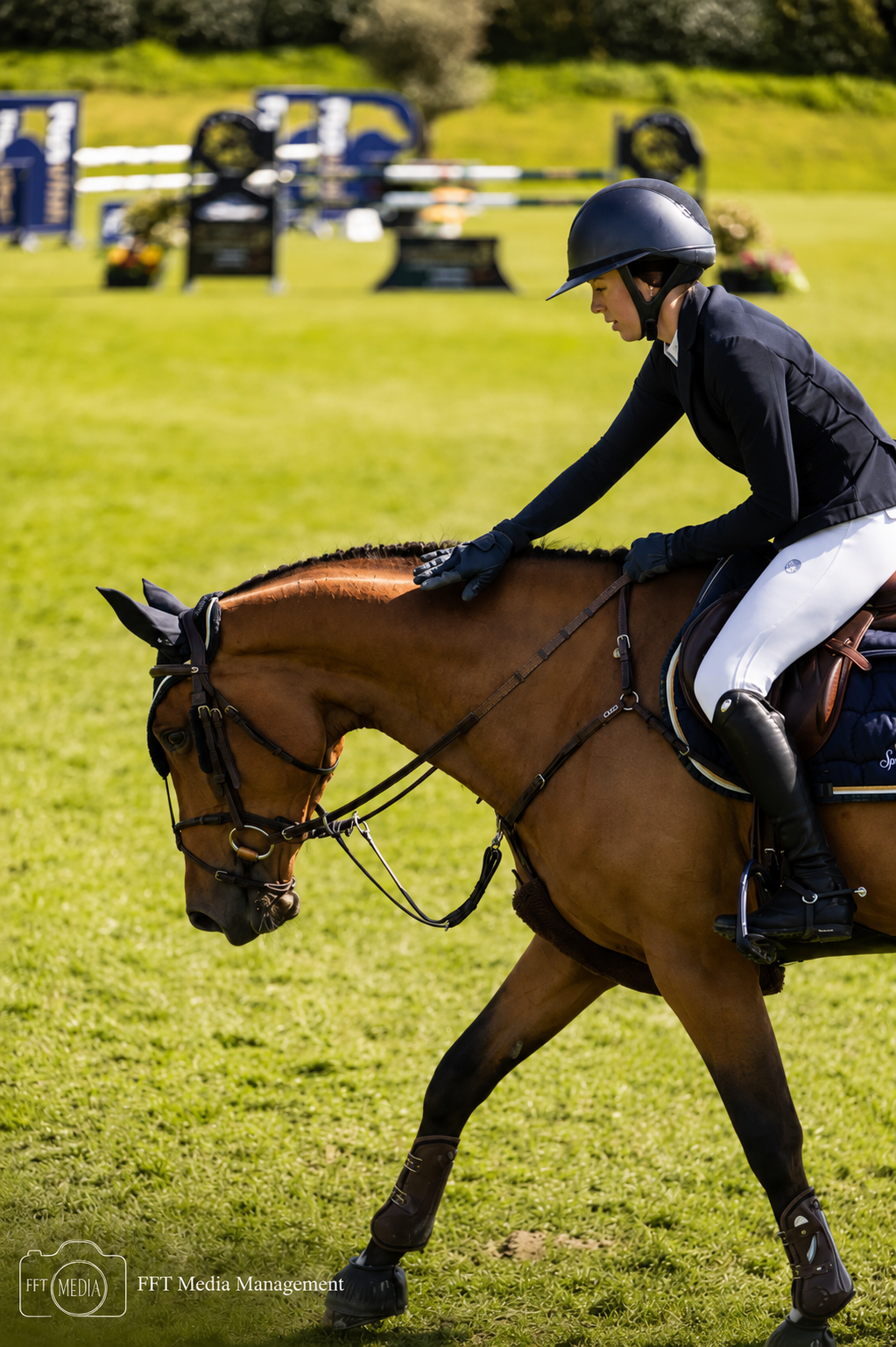 Rider in a Cavalleria Toscana show jacket and Samshield helmet at an Irish show
